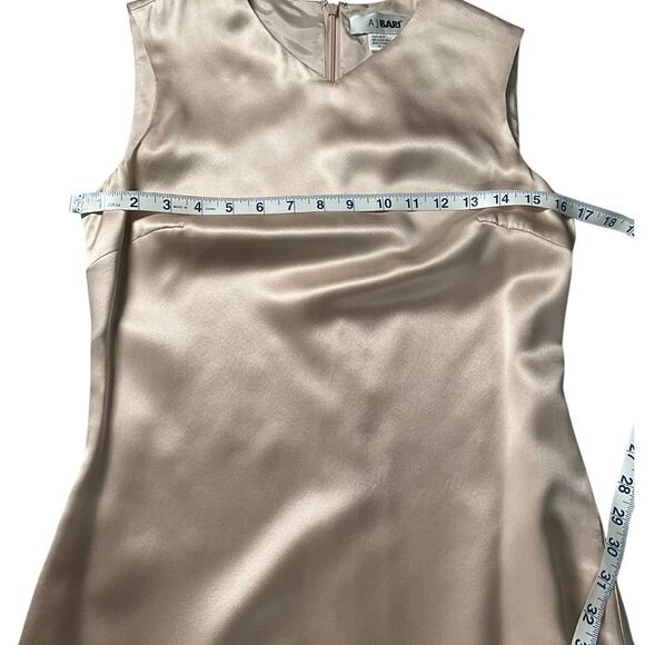 AJ Bari 100% Silk Sleeveless Maxi Dress Champagne Beige Size 6 Old Money Luxury - Picture 8 of 10